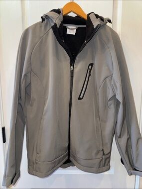 Men's Gray Performance Softshell Hooded Jacket